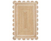 White Scalloped Rug for Living Room Decor 9'x12' | Custom Size Scalloped Jute Rugs