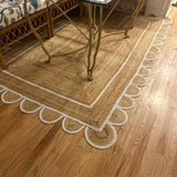 Square Scalloped Rug for Dining Room 10'x10' Hemp Jute Scalloped Runner 2.6'x20'