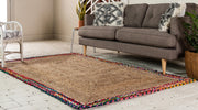 Handwoven Jute Rug, Braided Cotton Rug, Natural Fiber Rug, Bordered Rug