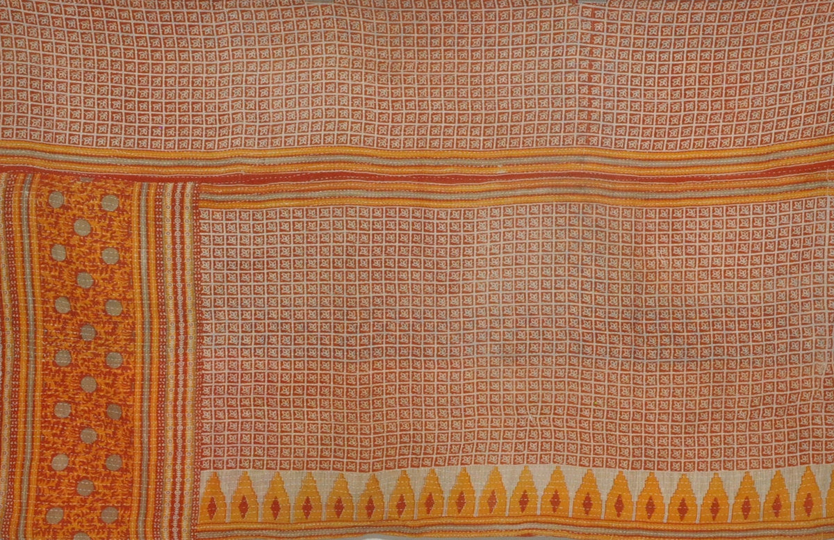 hand stitched sari kantha throw blanket