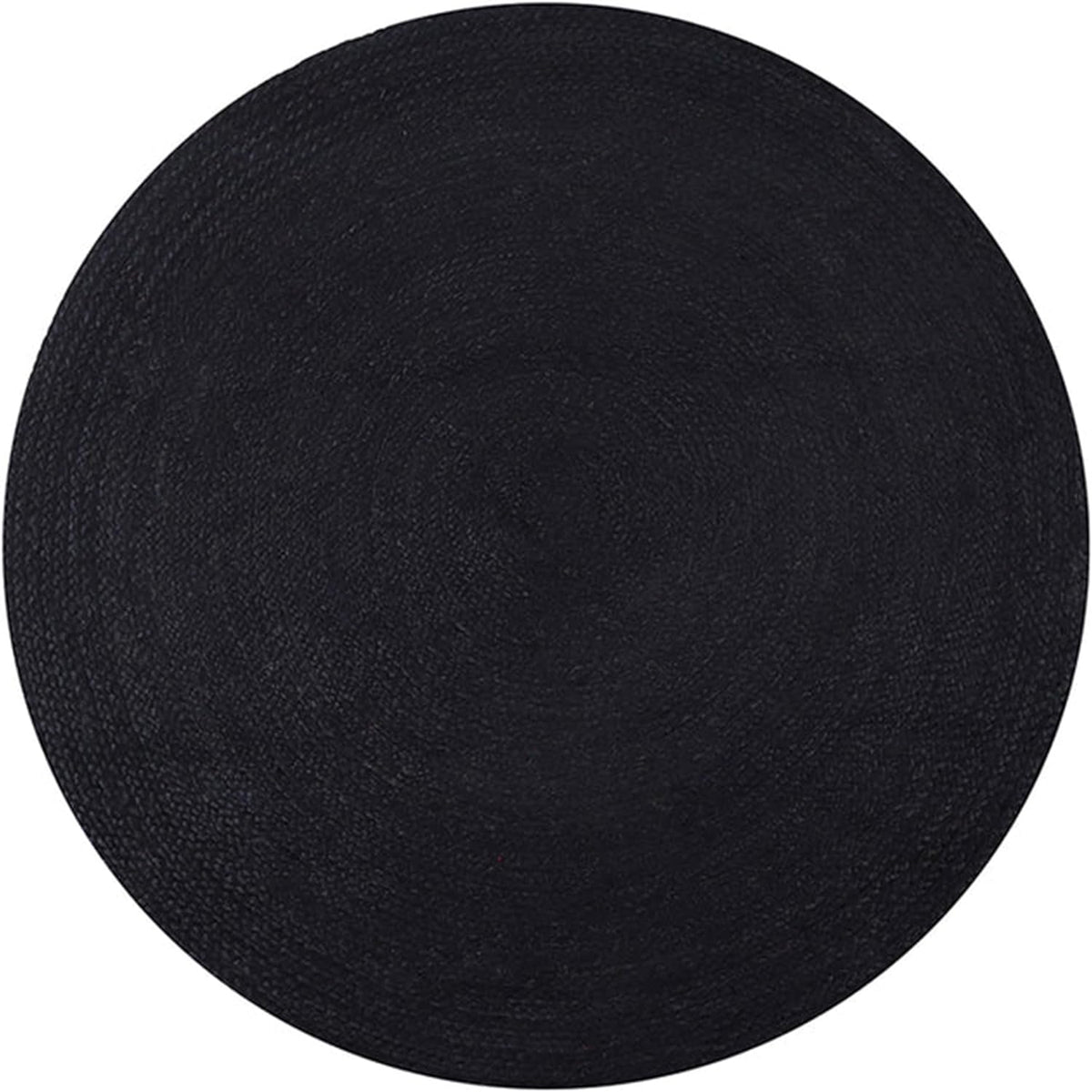Black Braided Jute Area Rug, 6' Round Jute Rug Hand Woven Farmhouse Rugs