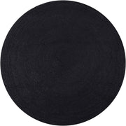 Black Braided Jute Area Rug, 6' Round Jute Rug Hand Woven Farmhouse Rugs