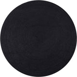 Black Braided Jute Area Rug, 6' Round Jute Rug Hand Woven Farmhouse Rugs