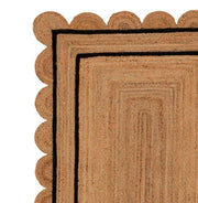 Black Jute Scallop Rug 9'x12' for Living Room Seagrass Jute Area Rug 5'x8'