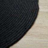 Black Oval Rug 6'x8' for Living Room Hemp Jute Oval Area Carpet 9'x12'