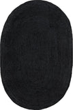 Black Oval Rug 6'x8' for Living Room Hemp Jute Oval Area Carpet 9'x12'