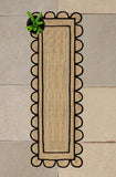 Black Scalloped Edge Jute Rugs 6'x9' Handwoven Scalloped Runner for Hallway