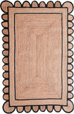 Black Scalloped Edge Jute Rugs 6'x9' Handwoven Scalloped Runner for Hallway