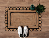 Handwoven Jute Doormat 2'x3' Scalloped Jute Rug for Living Room 10'x14'