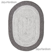 Black & White Oval Rug Natural Fiber Oval Carpet 4'x6' Hemp Jute Oval Doormats