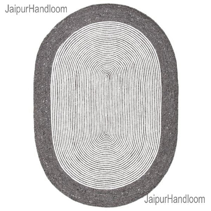 Black & White Oval Rug Natural Fiber Oval Carpet 4'x6' Hemp Jute Oval Doormats