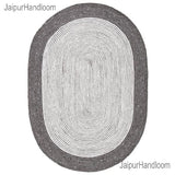 Black & White Oval Rug Natural Fiber Oval Carpet 4'x6' Hemp Jute Oval Doormats