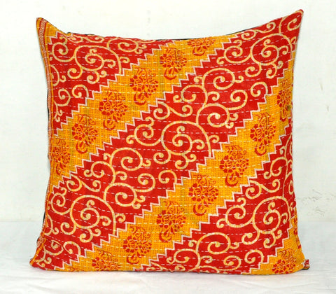 Bohemian Kantha Throw Pillow Covers 24" Sofa Cushions Bedroom Shams