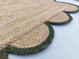 Bottle Green Scalloped Rug Jute Rug Runner Bedside Rug Kitchen Runner