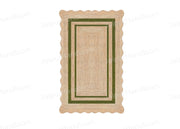Bottle Green Scalloped Rug Natural Jute Carpet Wavy Scalloped Runner