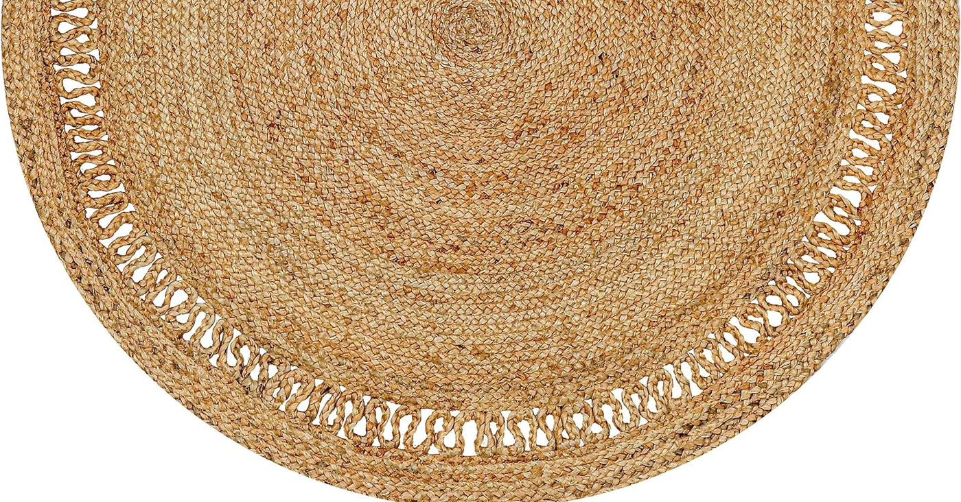 Braided Jute Farmhouse Round Rug for living room, dining room