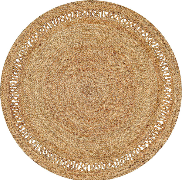 Braided Jute Farmhouse Round Rug for living room, dining room