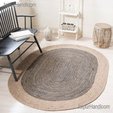 Braided Jute Oval Rug 8'x10' Psychedelic Jute Rug Seagrass Oval Rug Carpet 