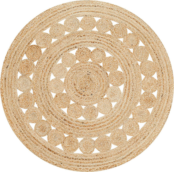  Braided Jute Round Rug for farmhouse living room, dining room, bedroom