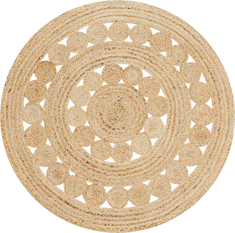  Braided Jute Round Rug for farmhouse living room, dining room, bedroom