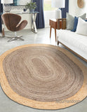 Brown Oval Jute Rug 5'x7' for Living Room Seagrass Oval Rug for Bedroom