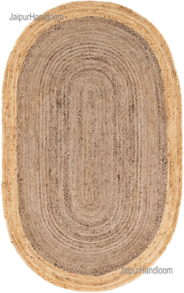 Brown Oval Jute Rug 5'x7' for Living Room Seagrass Oval Rug for Bedroom