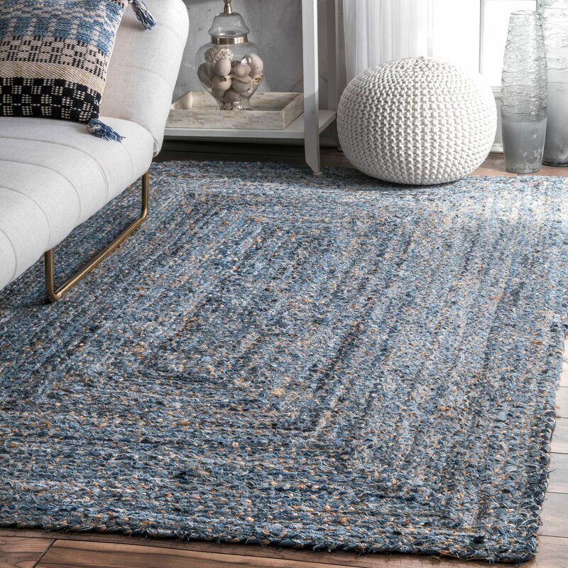 Heavy Duty Rug for Living Room, Natural Fiber Rug, Denim Jute Rug Carpet