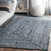 Heavy Duty Rug for Living Room, Natural Fiber Rug, Denim Jute Rug Carpet