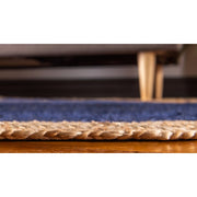 Heavy Duty Jute Rug, Navy Blue Rug, Natural Fiber Rug, Rug for Living Room