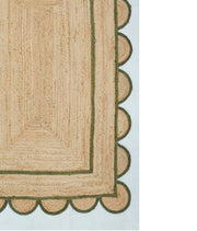 Christmas Green Scalloped Jute Rug 8'x10' Hemp Jute Runner for Entryway 3'x10'
