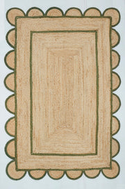 Christmas Green Scalloped Jute Rug 8'x10' Hemp Jute Runner for Entryway 3'x10'