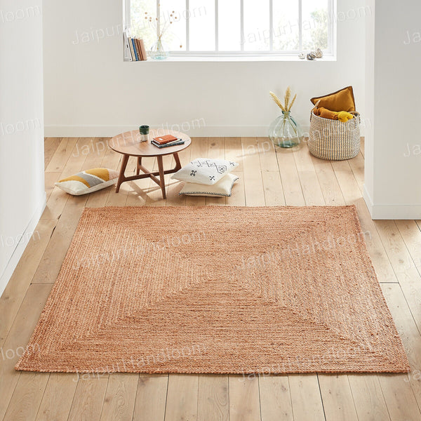 Contemporary Area Rug 8'x8' Natural Fiber Rug 7'x9' Braided Jute Runner 2'x18'