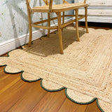 Custom Size Scalloped Jute Rugs 10'x10' Jute Scallop Rug for living Room