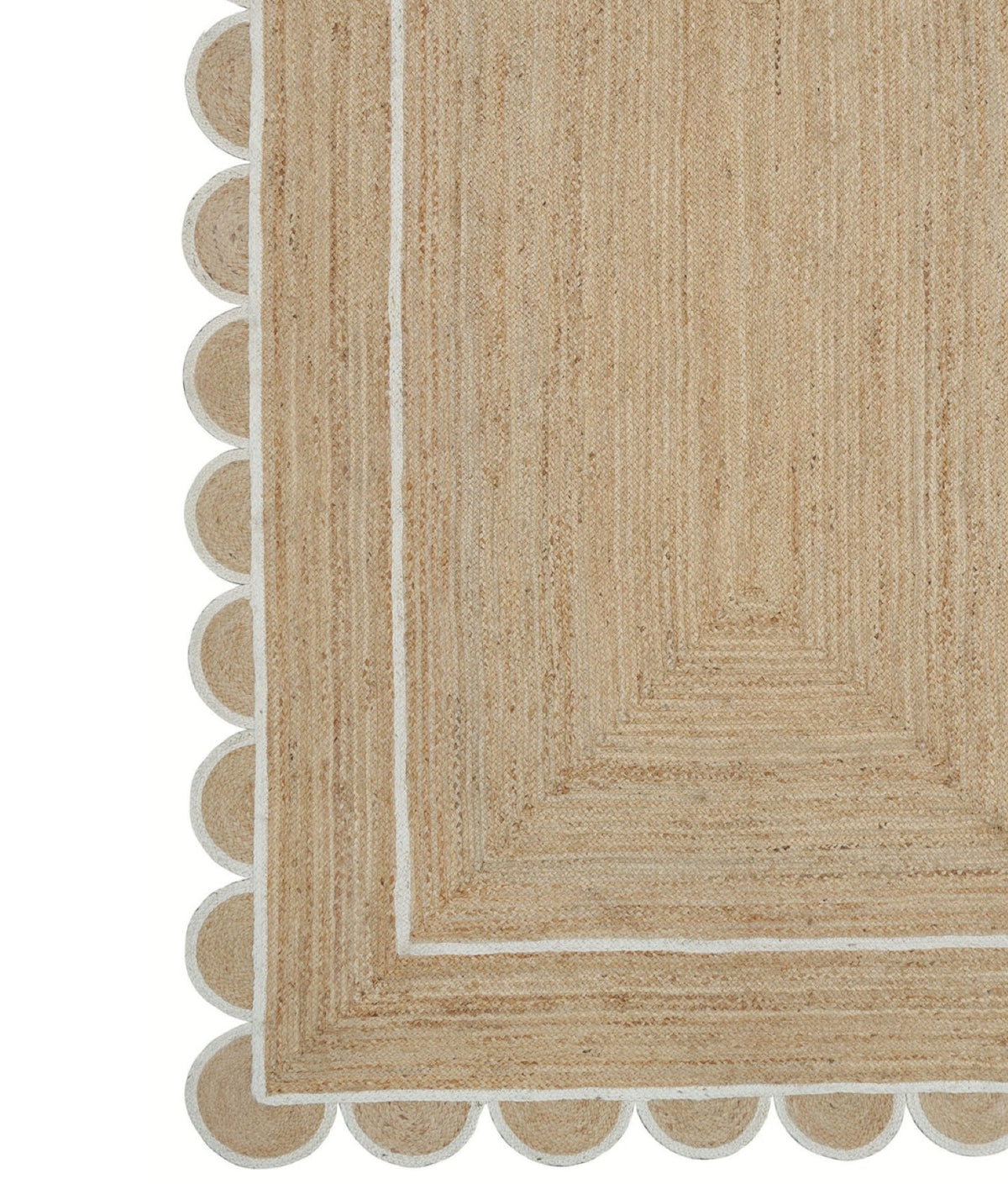 Custom Size Scalloped Jute Rugs Handwoven Jute Runner for Kitchen Hallway