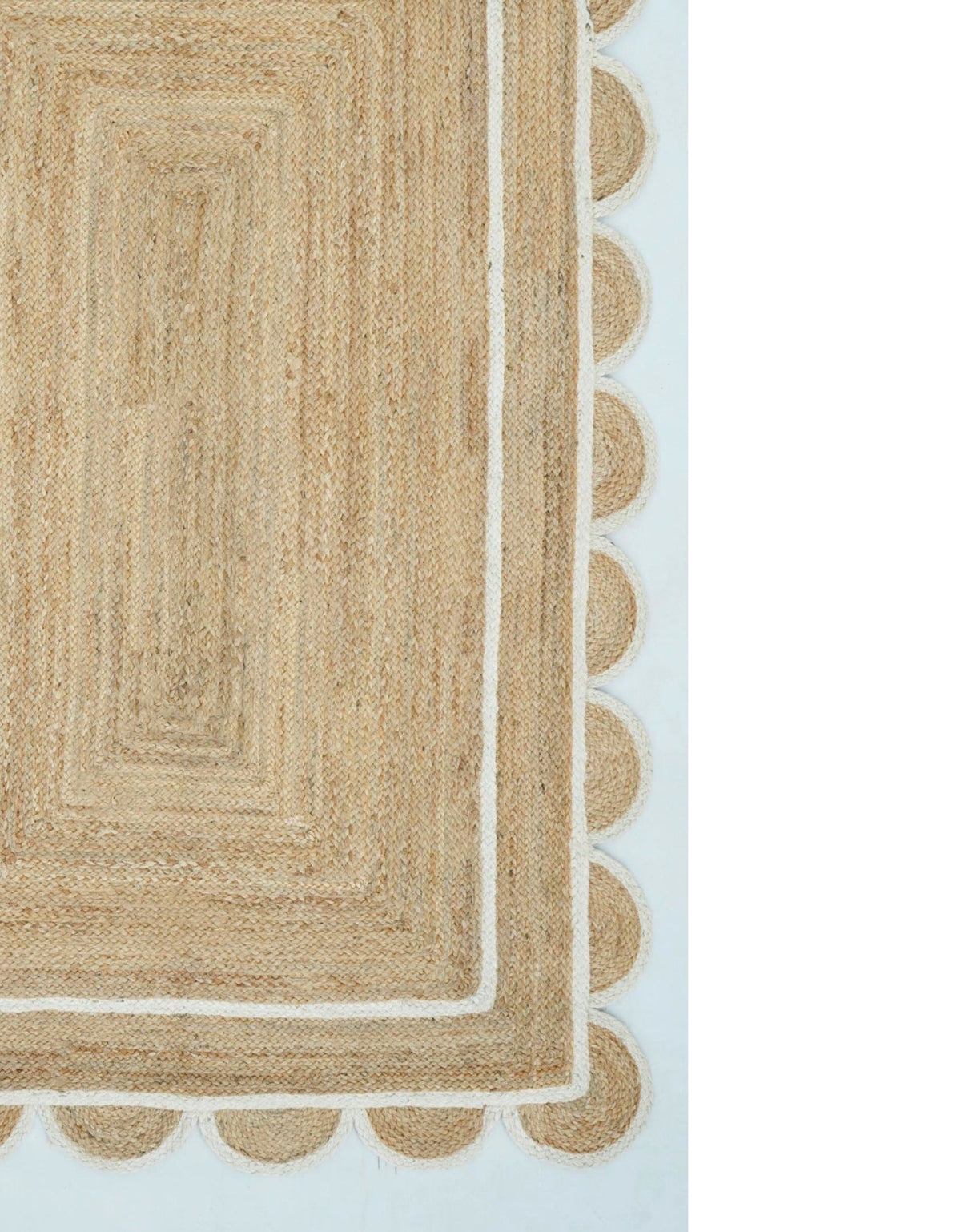 Custom Size Scalloped Jute Rugs Handwoven Jute Runner for Kitchen Hallway