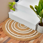 Half Circle Door Mat, Natural Jute Half Moon Rug for Front Door, Bohemian Welcome Doormat