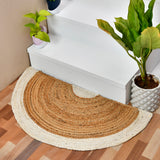 Off White Half Moon Welcome Mat, Natural Half Round Doormat, Braided Jute Doormat for Front Door