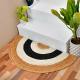 Braided Entryway Doormat Rug, Half Moon Jute Rug, Bohemian Welcome Doormat