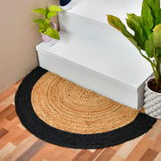 Bohemian Jute Doormat for Front Door, Handl Circle Entryway Rug, Half Moon Doormat