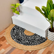 Braided Cotton Doormat for Front Door, Half Circle Entryway Doormat, Half Moon Jute Rug