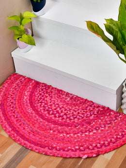 Bohemian Cotton Chindi Half Round Doormat, Cotton Half Circle Rug, Half Moon Doormat for Entryway