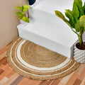 Striped Jute Doormat for Front Door, Half Moon Jute Rug, Braided Entryway Doormat Half Round Shape