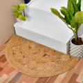 Natural Jute Braided Entryway Rug for Front Door, Half Moon Doormat, Half Circle Round Rug