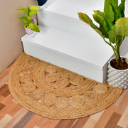 Natural Jute Braided Entryway Rug for Front Door, Half Moon Doormat, Half Circle Round Rug