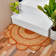 Half Circle Jute Rug for Front Door Decor, Bohemian Half Moon Doormat for Kitchen/Bathroom