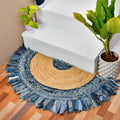 Half Circle Denim Rug for Entryway/Front Door, Half Moon Doormat for Bathroom/Kitchen