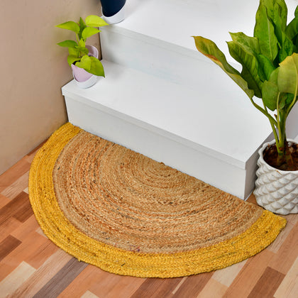 Half Circle Jute Rug for Kitchen Entrance Door, Natural Jute Half Round Doormat for Front Door