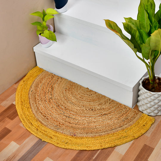 Half Circle Jute Rug for Kitchen Entrance Door, Natural Jute Half Round Doormat for Front Door