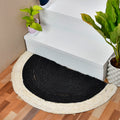 Black White Jute Doormat Rug, Half Circle Jute Rug for Front Door Entrace, Half Moon Welcome Doormat