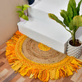 Braided Cotton Chindi Doormat Rug, Half Circle Doormat for Kitchen/Bathroom/Front Door